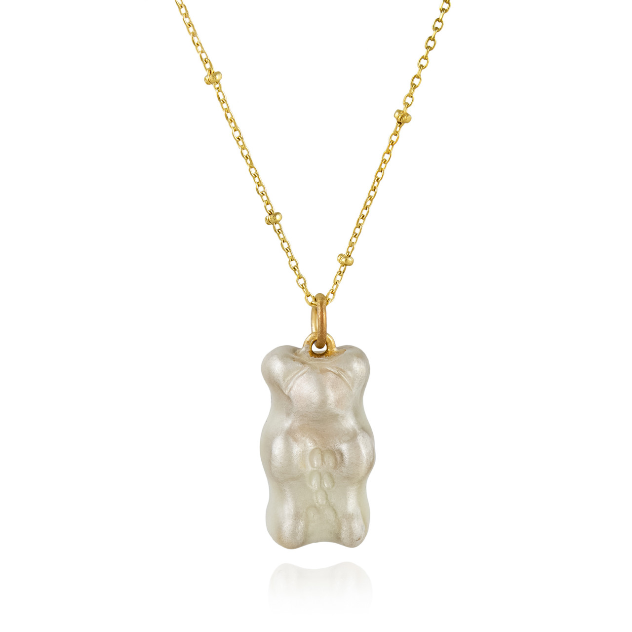 Maggoosh, Iridescent Beige Gummy Bear Necklace, Tomfoolery