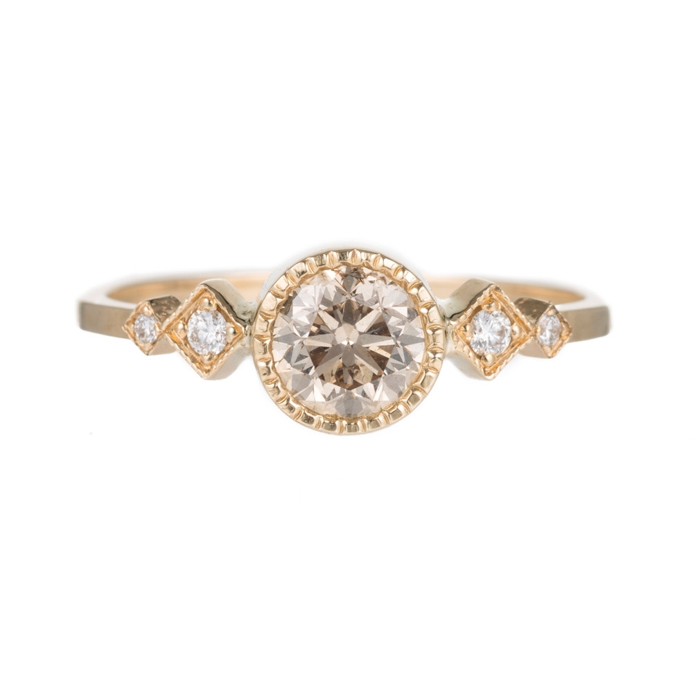 Tomfoolery, Champagne Diamond Solitaire Echo Ring, Jennie Kwon