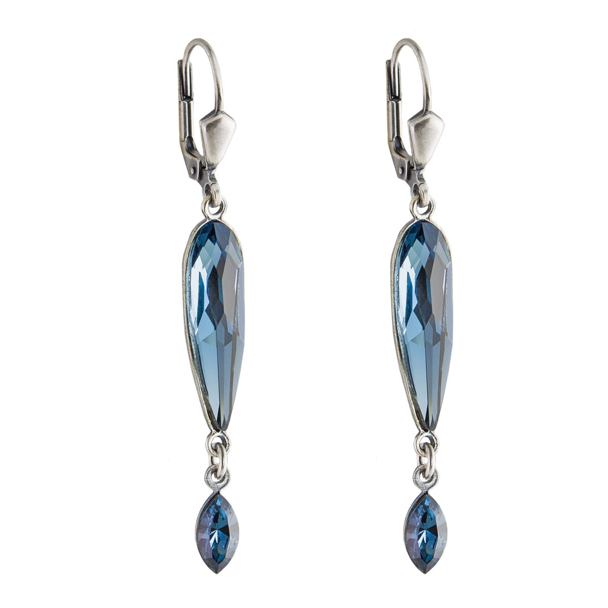 tomfoolery Long Oval Crystal Double Drop Earrings