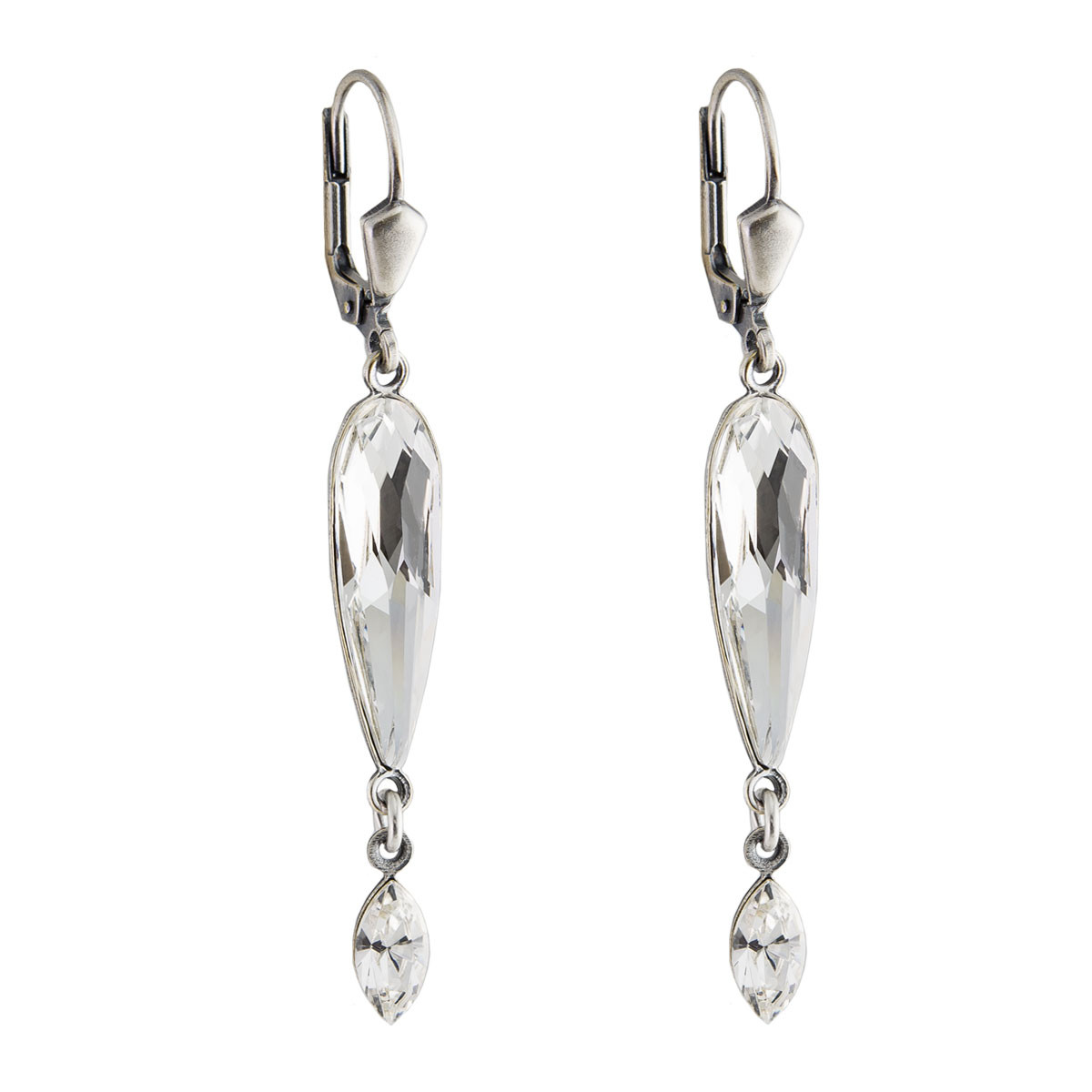 tomfoolery Long Oval Crystal Double Drop Earrings