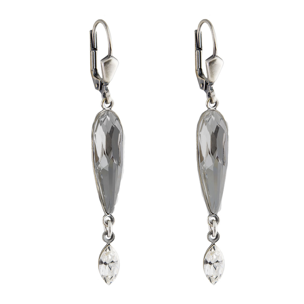 tomfoolery Long Oval Crystal Double Drop Earrings