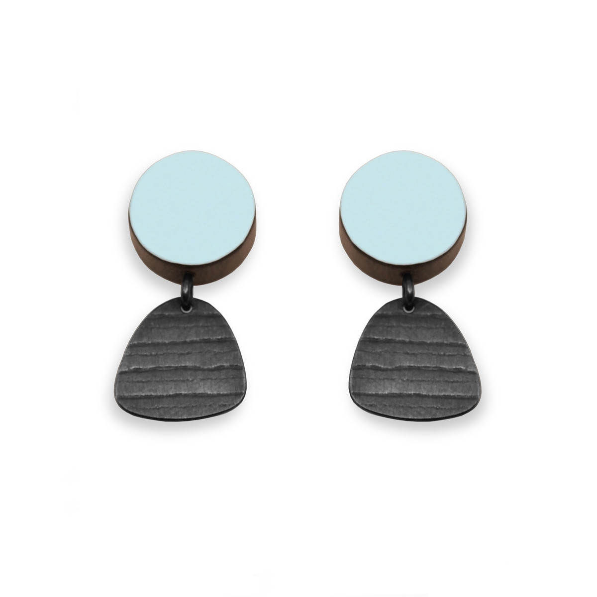 Emily Kidson, Light Green Circle and Tiny Stripe Studs Earrings, tomfoolery