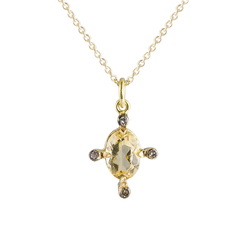 14ct Yellow Gold Citrine & Diamond Blondie Necklace, 5 Octobre, tomfoolery