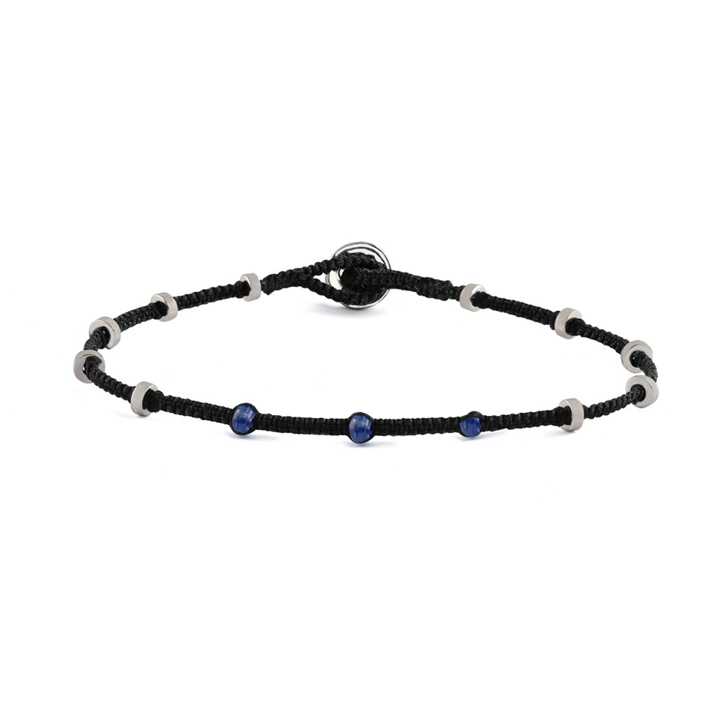 Tateossian, Sapphire Macramé Lusso Dotted Silver Bracelet, Tomfoolery