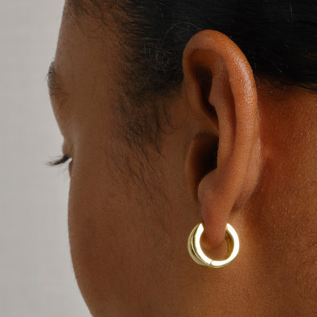 Tomfoolery, Chunky Petite Gold Plated Silver Fold Hoop, Tf Hoops