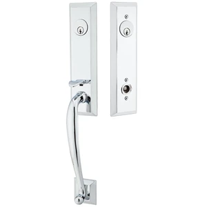 Emtek Double Cylinder Adams Handleset with Waverly Knob