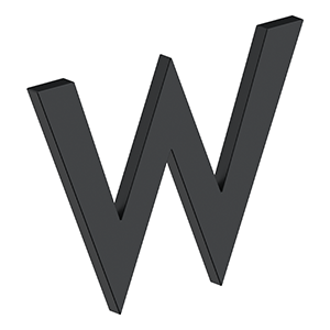 Deltana 4" Letter W, B Series With Risers, Stainless Steel – Letters & Numbers