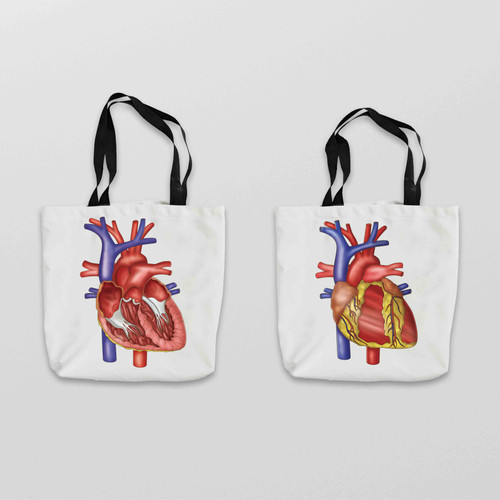 Heart Anatomy Canvas Tote Bag Shopper
