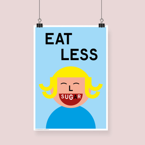 Eat Less Sugar Healthy Eating Poster