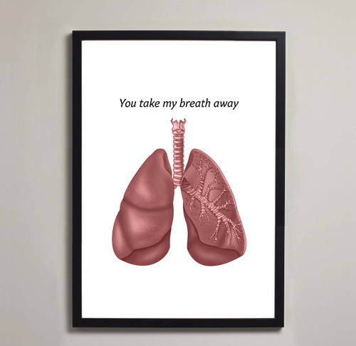 Framed human lungs Illustration - Valentine's print