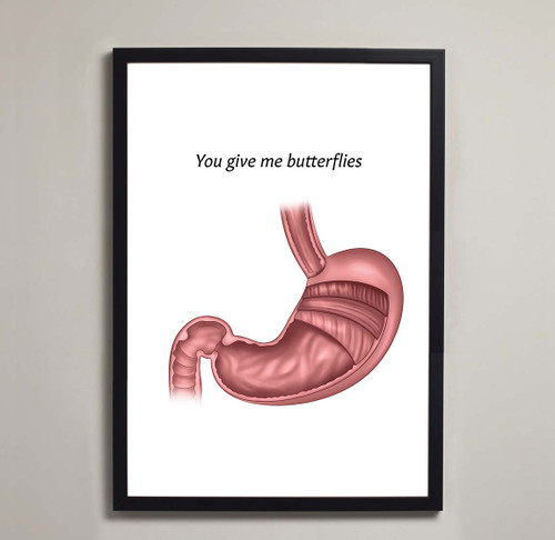 Illustrated print of the stomach -valentine print - framed