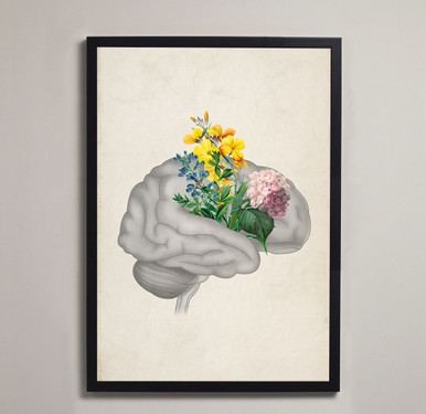 Vintage Floral Brain Anatomy Fine Art Print