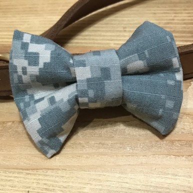 ACU Military handmade pet bow tie with double elastic loops for dog collar attachment