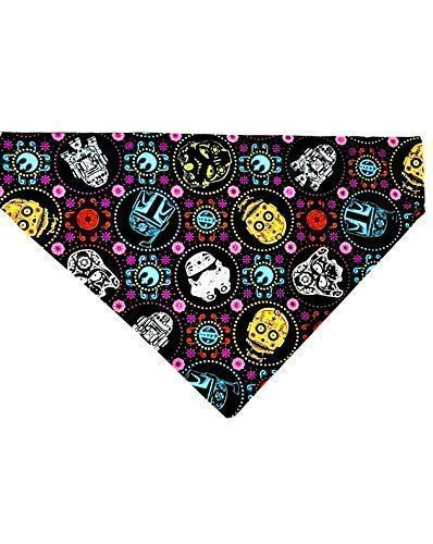 Star Wars Sugar Skulls over the collar dog bandana, handmade slip-on style no-tie pet accessory.