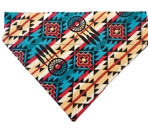 Southwest Native over the collar dog bandana, handmade slip-on style no-tie pet accessory.