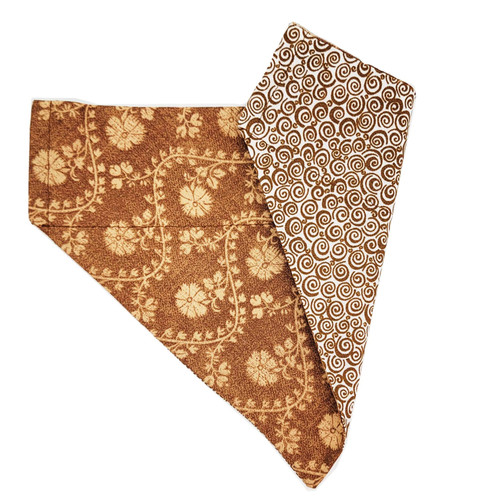 Earthy tone over the collar dog bandana, handmade slip-on style no-tie pet accessory.
