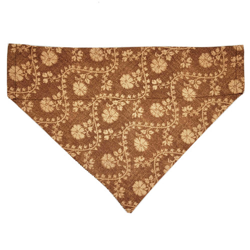 Earthy tone over the collar dog bandana, handmade slip-on style no-tie pet accessory.