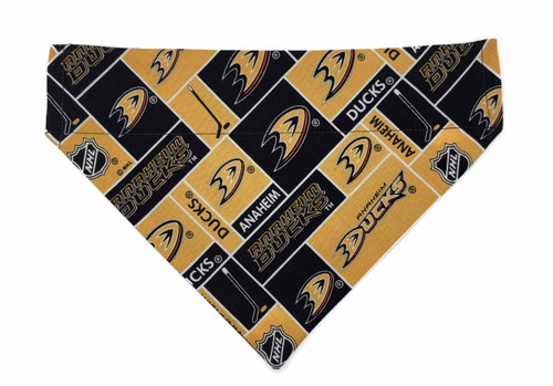 Anaheim Ducks over the collar dog bandana, handmade slip-on style no-tie pet accessory.