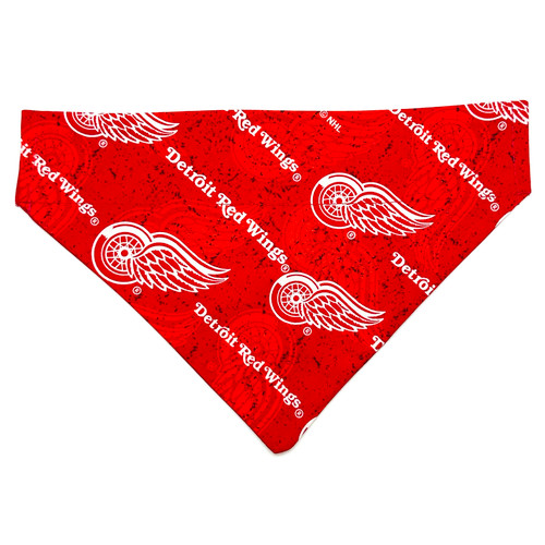 Detroit Red Wings over the collar dog bandana, handmade slip-on style no-tie pet accessory.