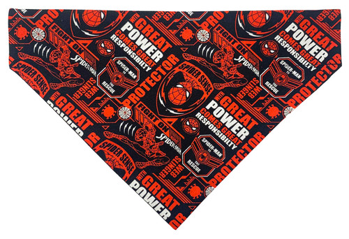Spider-Man over the collar dog bandana, handmade slip-on style no-tie pet accessory.