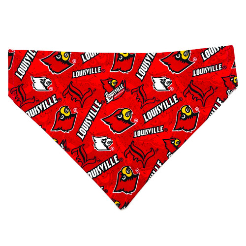 Louisville Cardinals over the collar dog bandana, handmade slip-on style no-tie pet accessory.