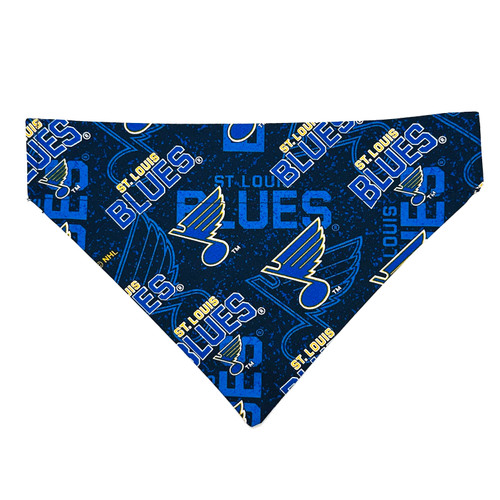 St. Louis Blues over the collar dog bandana, handmade slip-on style no-tie pet accessory.