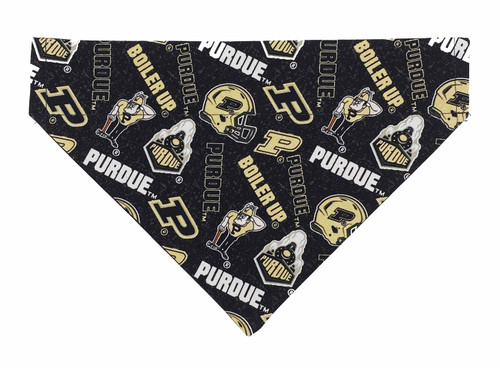 Purdue over the collar dog bandana, handmade slip-on style no-tie pet accessory.
