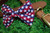 Star Spangled handmade pet bow tie with double elastic loops for dog collar attachment