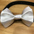 White Satin handmade pet bow tie with double elastic loops for dog collar attachment