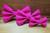 Solid pink handmade pet bow tie with double elastic loops for dog collar attachment