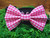 Pink Gingham handmade pet bow tie with double elastic loops for dog collar attachment