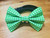 Green Gingham handmade pet bow tie with double elastic loops for dog collar attachment