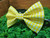 Yellow Gingham handmade pet bow tie with double elastic loops for dog collar attachment
