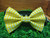 Yellow Gingham handmade pet bow tie with double elastic loops for dog collar attachment