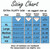Sizing guide for no-tie dog bandanas showing measurements for sizes XS through XL and maximum collar width for the slip-on sleeve.