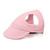Pink canvas dog baseball cap with ear holes and a sun visor brim.