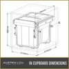 Austen & Co. 40L Built-In Pull Out Cupboard Kitchen Bin - 2 Compartments