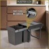 Austen & Co. 40L Built-In Hinged Cupboard Kitchen Bin - 3 Compartments
