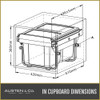 Austen & Co. 30L Built-In Hinged Cupboard Kitchen Bin - 2 Compartments