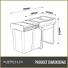 Austen & Co. 56L Built-In Hinged Cupboard Kitchen Bin - 2 Compartments