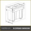 Austen & Co. 30L Built-In Hinged Cupboard Kitchen Bin - 3 Compartments