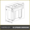 Austen & Co. 30L Built-In Hinged Cupboard Kitchen Bin - 3 Compartments