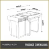 Austen & Co. 60L Built-In Hinged Cupboard Kitchen Bin - 2 Compartments