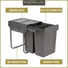 Austen & Co. 60L Built-In Hinged Cupboard Kitchen Bin - 2 Compartments