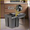 Austen & Co. 68L Built-In Hinged Cupboard Kitchen Bin - 4 Compartments