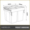 Austen & Co. 90L Pull Out Cupboard Kitchen Bin - 2 Compartments