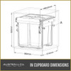 Austen & Co. 68L Pull Out Cupboard Kitchen Bin - 3 Compartments
