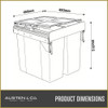 Austen & Co. 68L Pull Out Cupboard Kitchen Bin - 2 Compartments