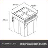 Austen & Co. 68L Pull Out Cupboard Kitchen Bin - 2 Compartments