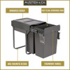 Austen & Co. 60L Pull Out Cupboard Kitchen Bin - 2 Compartments